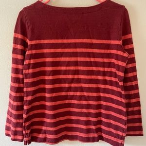 LOFT Maroon/Rust Striped boatneck Tee - Size S